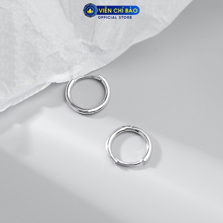 Bông tai bạc nữ tròn trơn chất liệu bạc 925 thời trang phụ kiện trang sức nữ Viễn Chí Bảo B400071