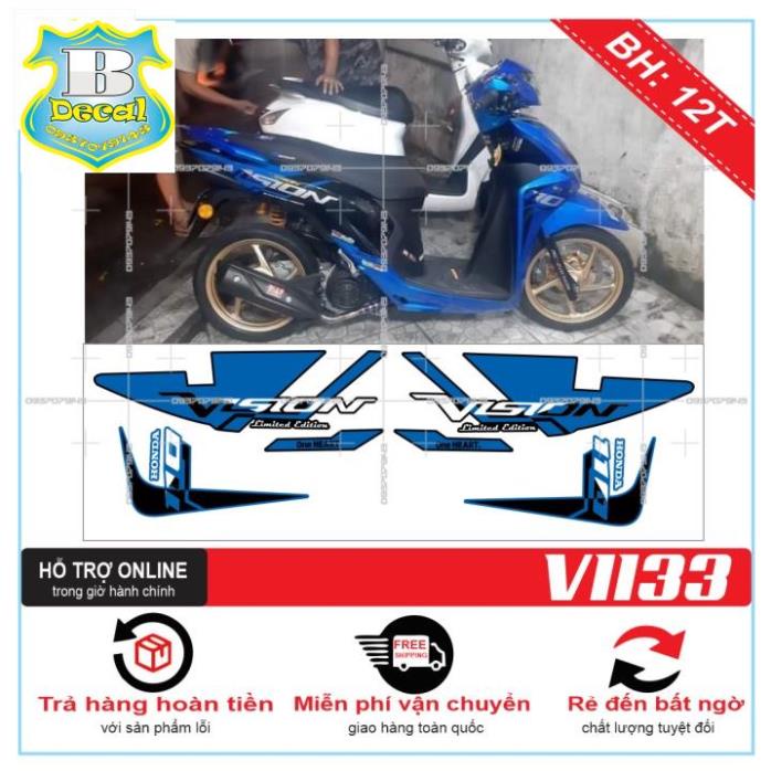 ( Quí khách vui lòng mang ra tiệm cho thợ dán ) Tem VISION 2016 XANH ĐEN [Bi Decal]