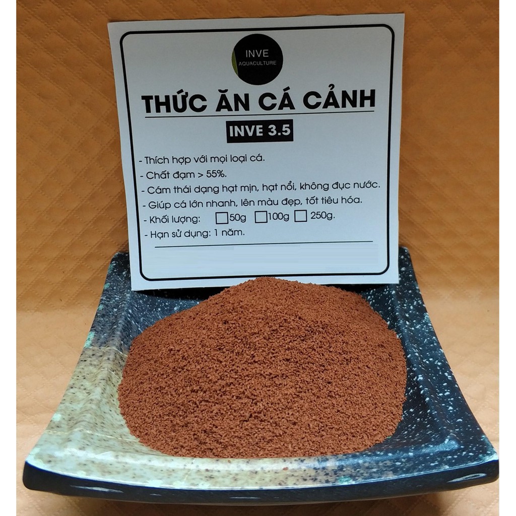 Cám cá - Thức ăn cho cá cảnh - Cám Thái INVE 3/5 5/8 50g dành cho cá nhỏ, hạt mịn, giàu đạm (hàng chuẩn công ty)