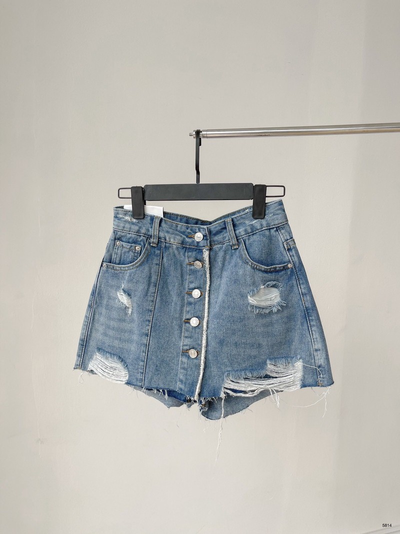Quần short nữ, quần short denim giả chân váy cúc cài 5814