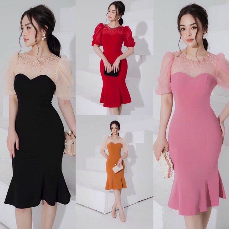 Đầm body đuôi cá đính pha lê