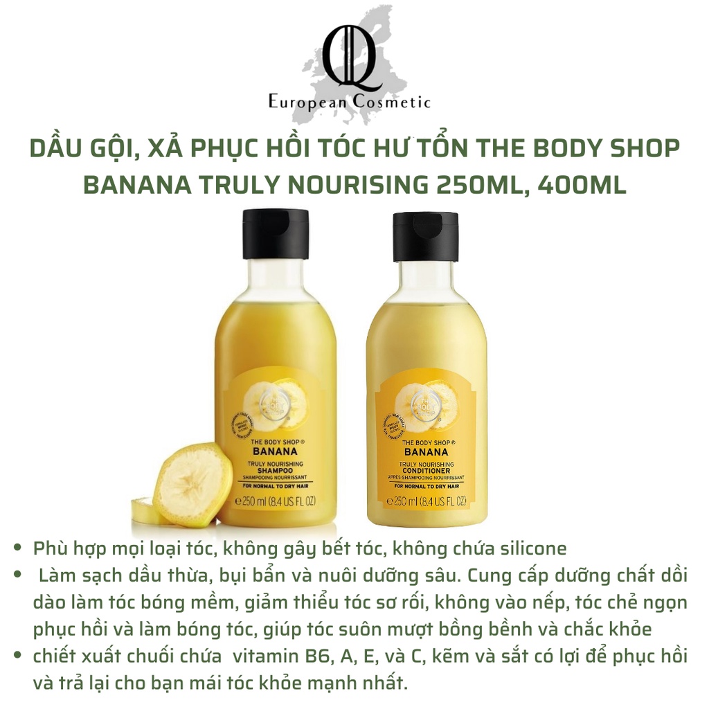 Dầu gội xả tóc hư tổn the body shop banana truly nourishing 250ml