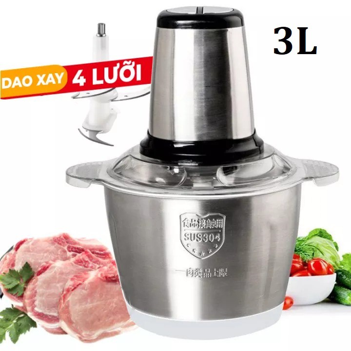 [HÀNG LOẠI 1] Máy Xay Sinh Tố Food Processor 2L-Máy Xay Thịt Đa Năng 2L/3L Cối Xay Thịt INOX An Toàn Tiện Lợi