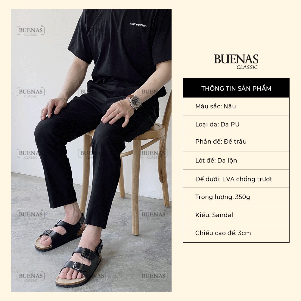 Dép đế trấu nam nữ unisex sandal birken xỏ ngón Buenas - BU01 sandal