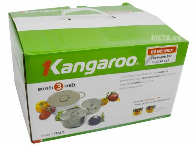 BỘ NỒI 3 CHIẾC KANGAROO KG182 - ITALY