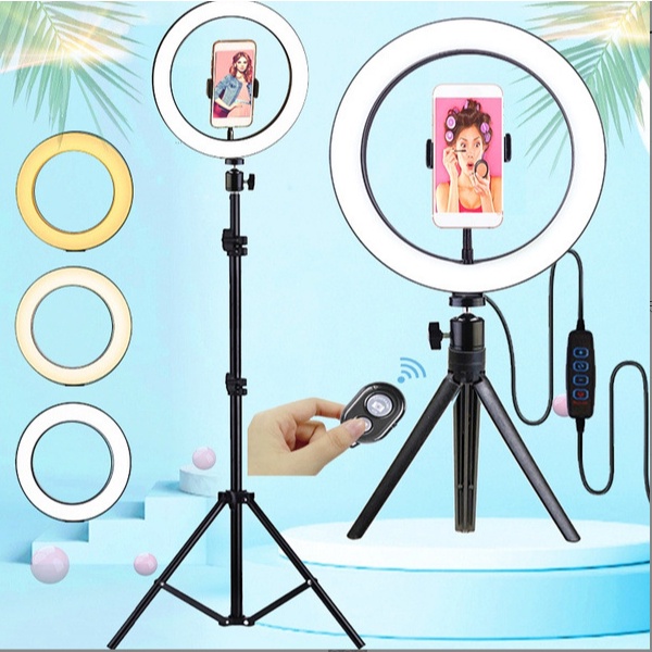 Đèn Livestream 26 30 36 45 54 cm đi kèm Chân đỡ đèn bằng sắt dài 2m1, đèn 3 chế độ màu