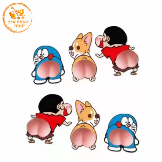Miếng Dán Mông Sillicon Sticker Quả Đào Mông Shin Thú Bóp Giảm Stress, Dán Ốp Điện Thoại, Dán Cửa Ô Tô