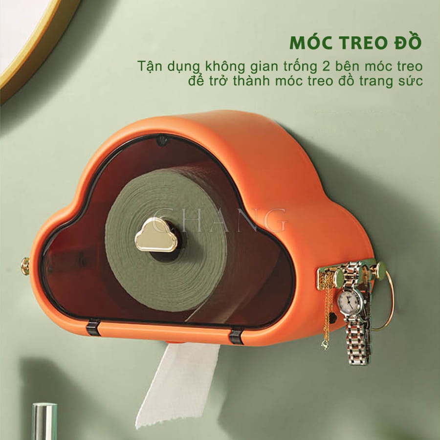 Kệ Để Giấy Vệ Sinh Dán Tường Hình Đám Mây Chống Thấm Nước, Giúp Giữ Giấy Luôn Được Khô Ráo, Tránh Bị Ẩm Ướt.