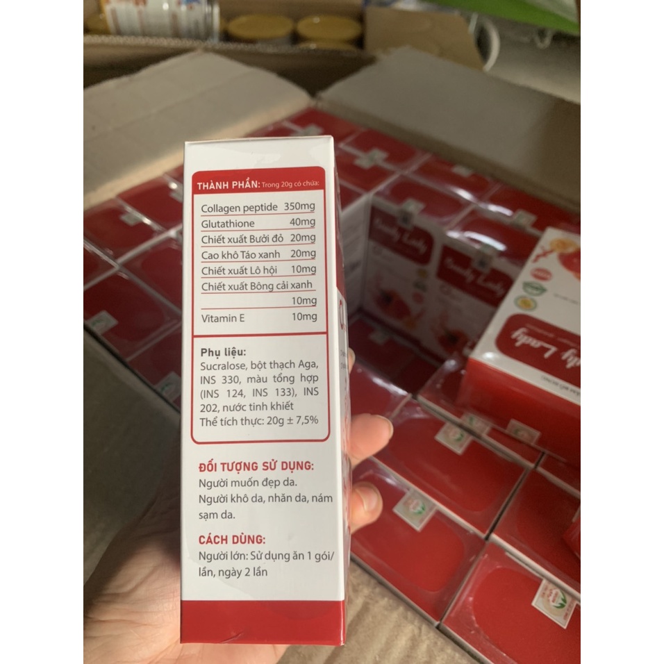 Thạch Bưởi đỏ Beauty Lady - Collagen, Glutathione Trắng Da, Mờ Nám