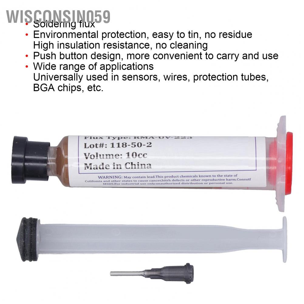 Wisconsin059 Soldering Flux Removable No Clean Oil Paste Welding Phone PC Repair Tool 10cc RMA‑UV‑223