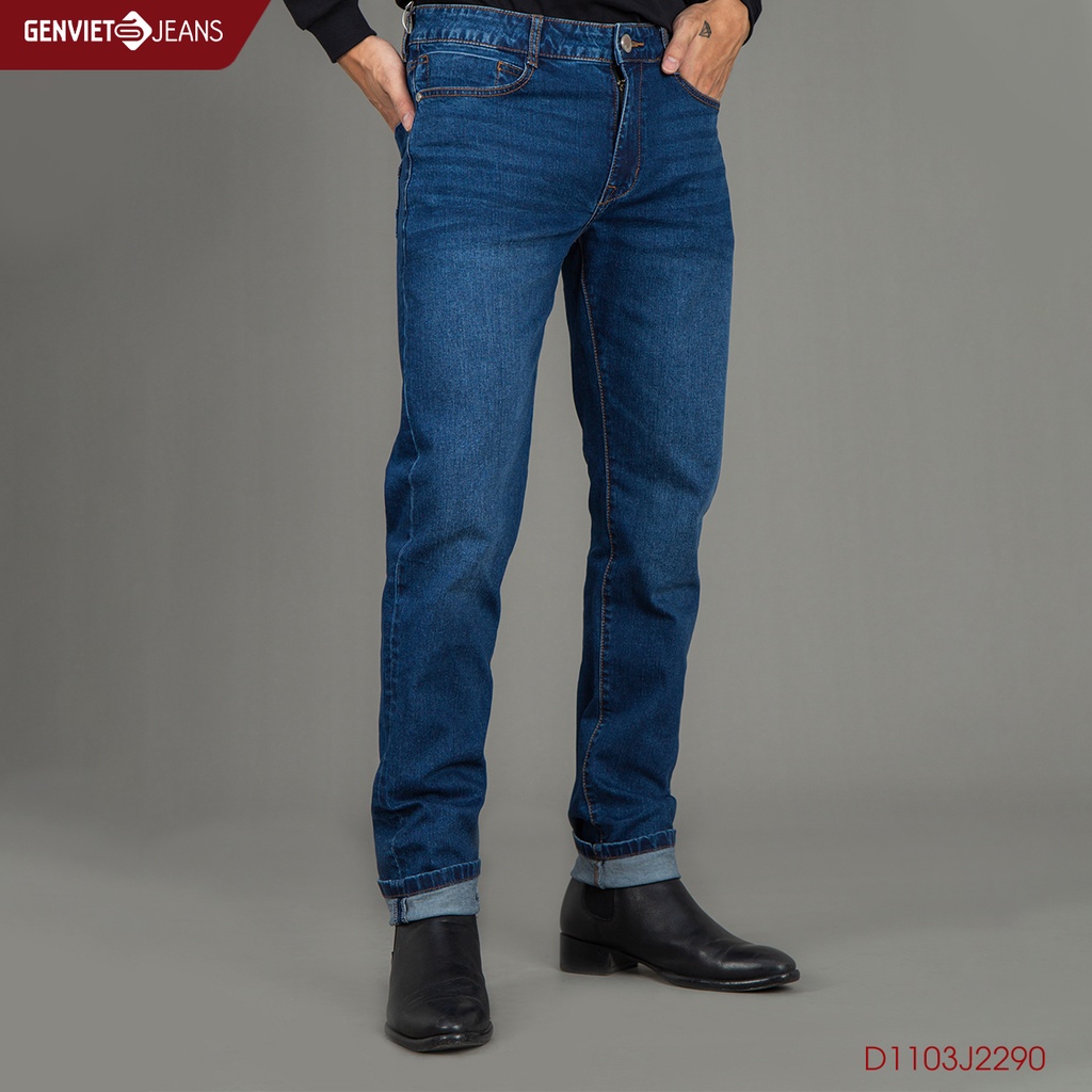 Quần Jeans Nam Genviet Jeans Dáng Đứng Col Đơn Giản Chất Bò Mềm Cao Cấp D1103J2290