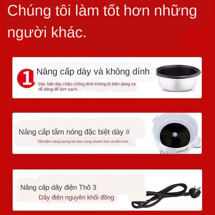 ✣Nồi cơm điện tam giác lớn màu đỏ chính hãng Công suất Căng tin thương mại 6-10-30-70 Người siêu Gia dụng <