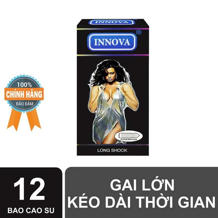 [DEAL SỐC][CHÍNH HÃNG 100%] Bao cao su Innova Đen (12 Bao), Gai to nổi, Cuộc yêu mặn nồng, Khúc rê quyết định bàn thắng