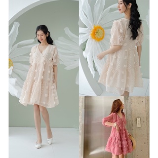 Váy Thô Boi Bông Nổi Dáng Babydoll Thắt Nơ Sườn