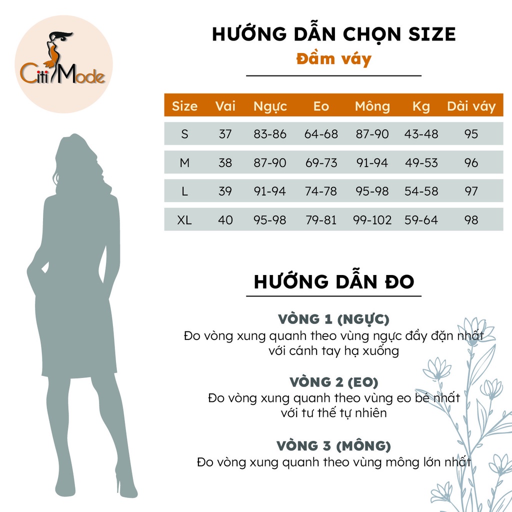 Đầm xòe voan xanh than công sở CITI MODE cổ sơ mi thêu hoa trắng DH3362