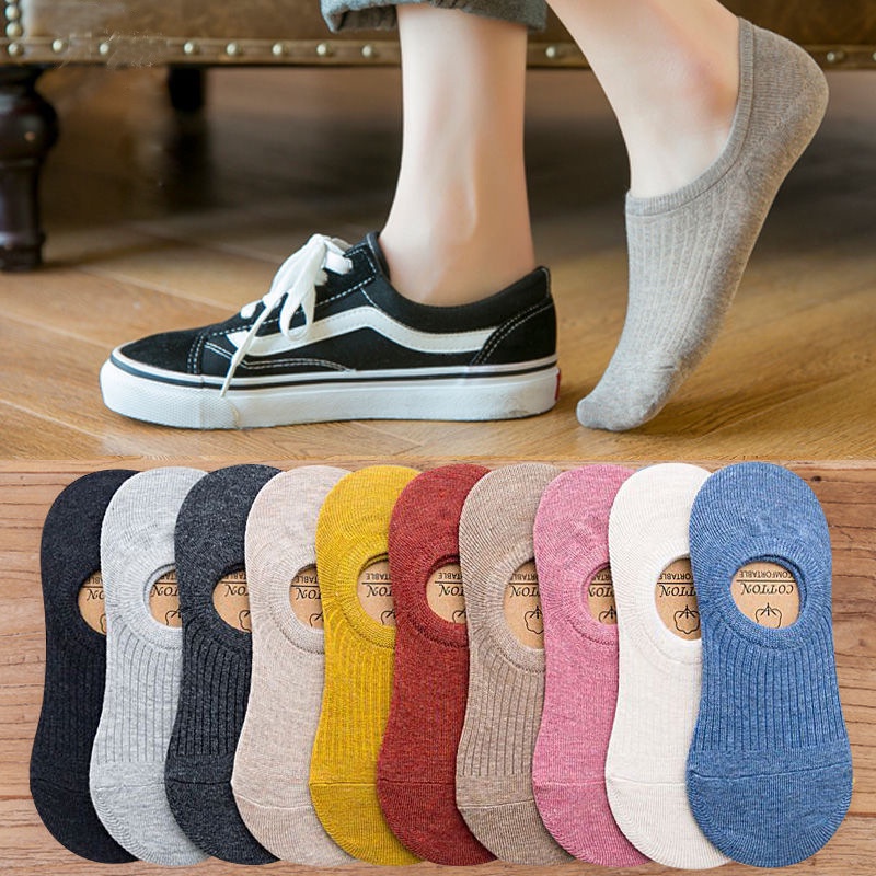 Vớ Cotton Cổ Thấp Chống Trượt Thiết Kế Vô Hình Thời Trang Mùa Hè Cho Nam Nữ