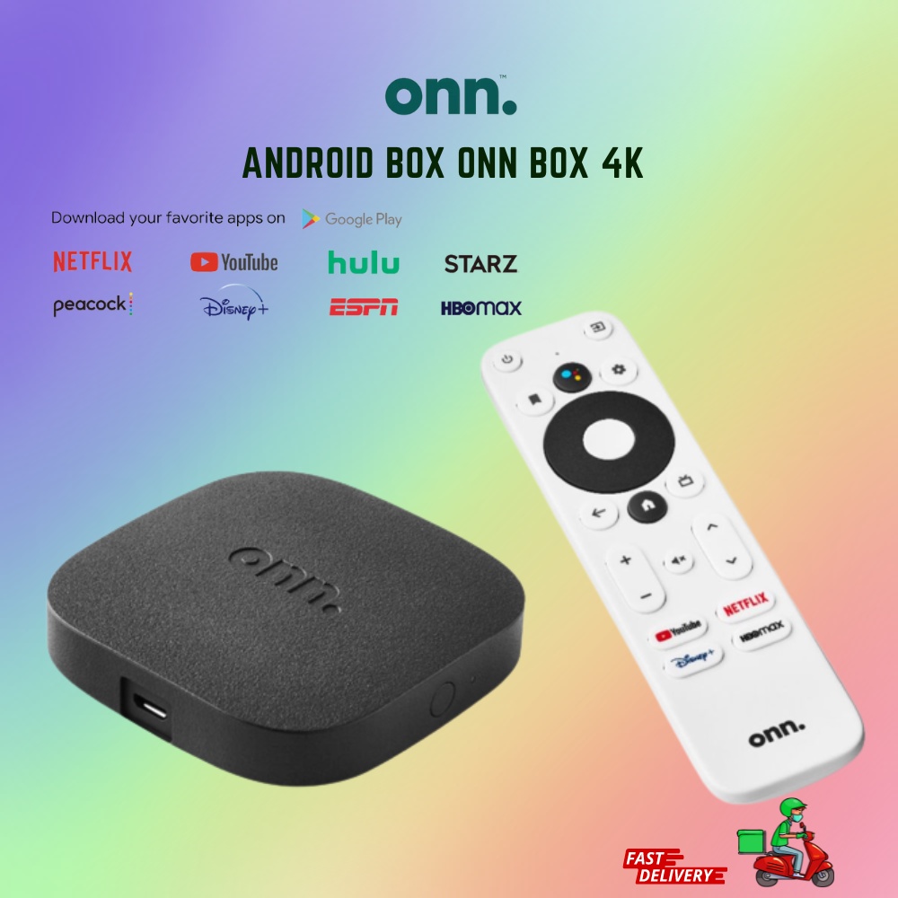 ONN TV Box 4K AndroidTV 10 CE chính chủ Netflix, HBO Max, Chrome Cast cấp phép, 4KUHD, Wifi kép, Bluetooth