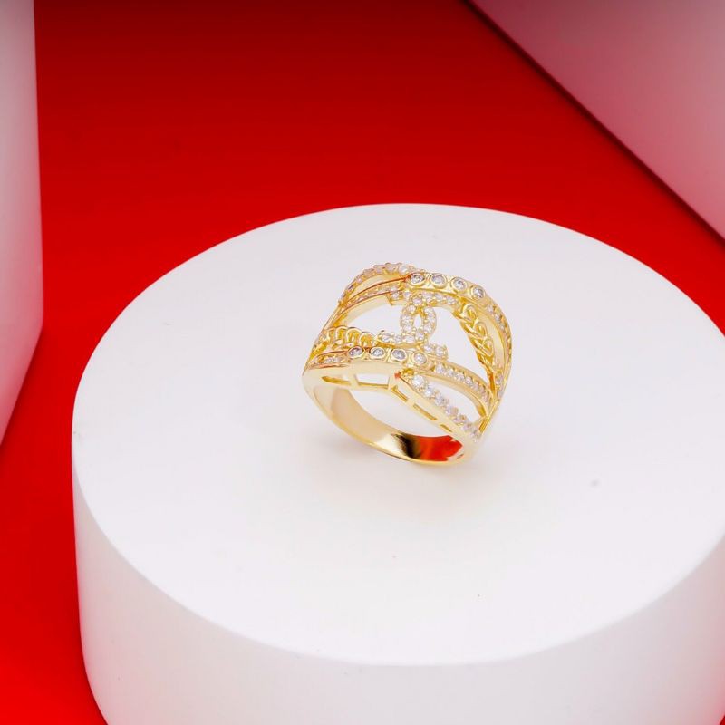 Nhẫn Nữ Mạ Vàng 18K Kiểu Xoắn Cực Đẹp - Mang đi chơi, đi tiệc rất sang