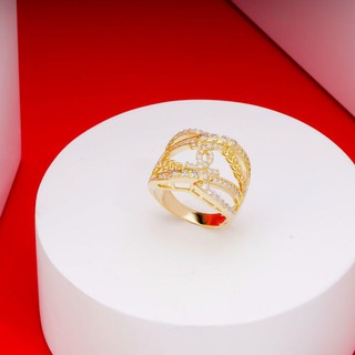 Nhẫn Nữ Mạ Vàng 18K Kiểu Xoắn Cực Đẹp - Mang đi chơi, đi tiệc rất sang