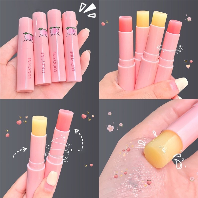 1 Son Dưỡng Môi Chiết Xuất Đào Thay Đổi Màu Sắc Theo Nhiệt Độ Dưỡng Ẩm Chống Khô Môi