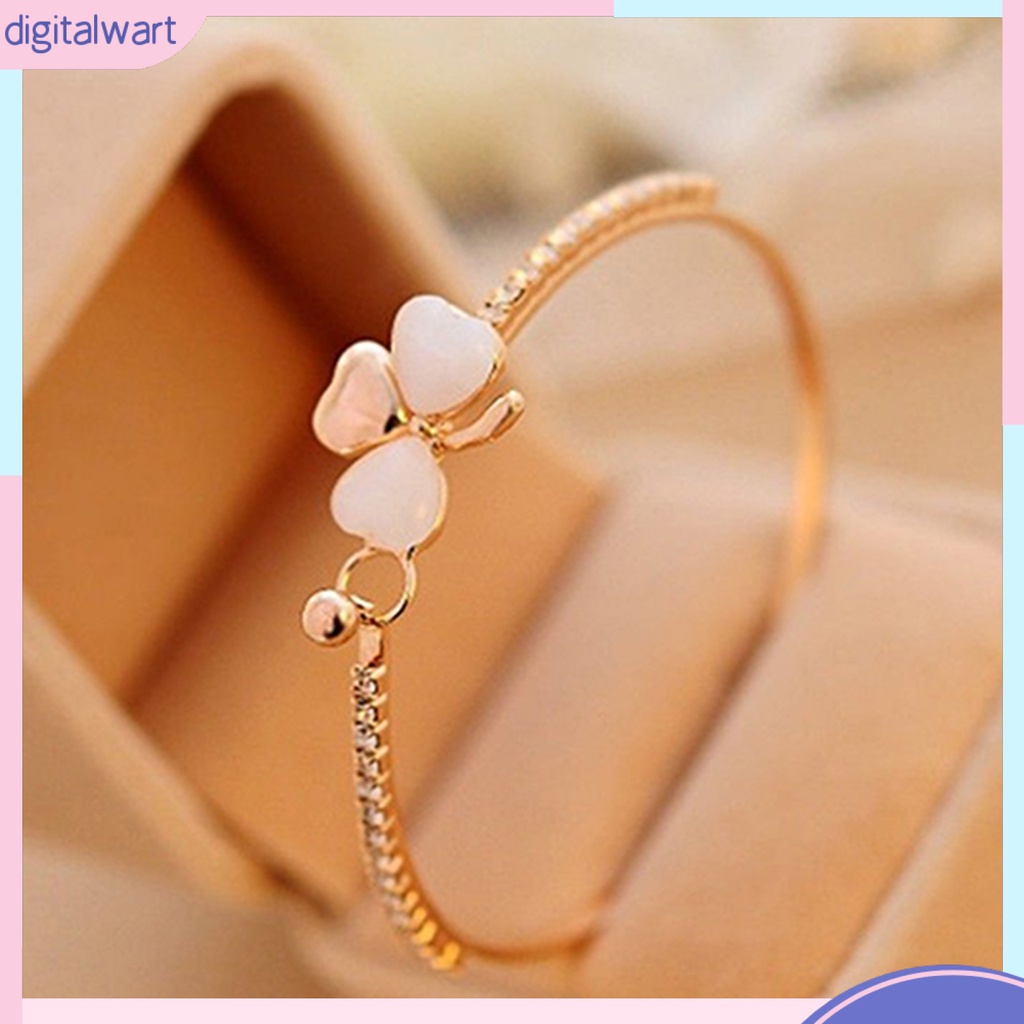 Vòng Tay Mạ Vàng Mặt Cỏ Ba Lá Đính Đá Thời Trang