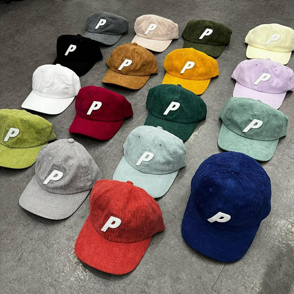 Nón lưỡi trai thêu chữ P chất liệu nhung tăm (corduroy)