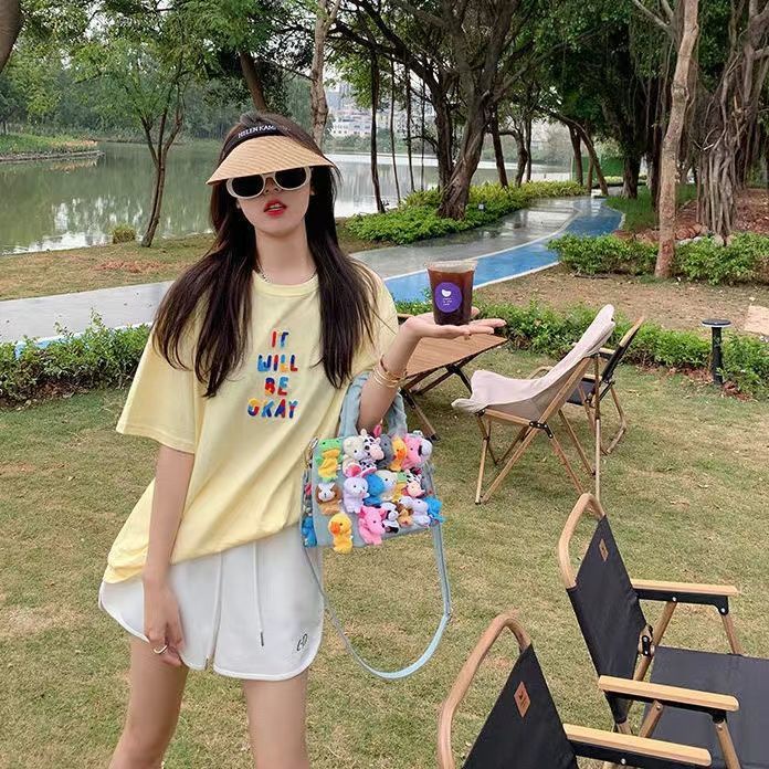 Quần Short Thể Thao Lưng Cao Ống Rộng Thời Trang Mùa Hè Hàn Quốc Hàng Mới Dành Cho Nữ