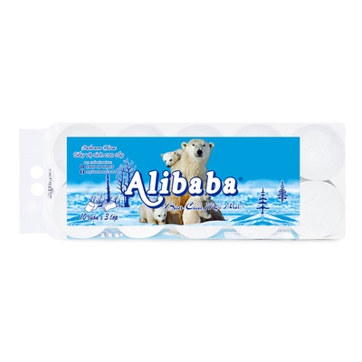 giấy vệ sinh mylan gấu xanh alibaba 4 lớp chiết xuất 100% bột gỗ thông nguyên chất ( 10 cuộn/ 1.9kg/ xách )