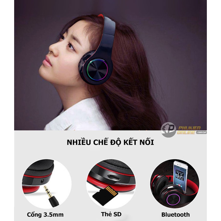 Tai Nghe Không Dây Bluetooth FLOVEME BAKEEY B39 - V5.0 - Có Đèn LED - Khe Cắm thẻ Nhớ Thông Minh