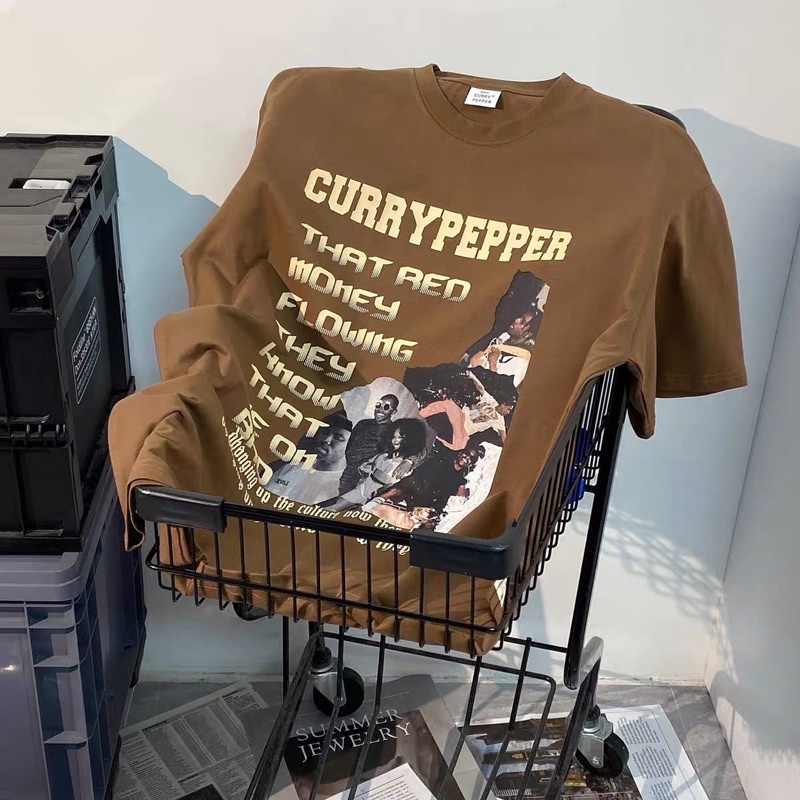 Áo phông CURRY ban nhạc RAP chất liệu vải cotton 100% form oversize