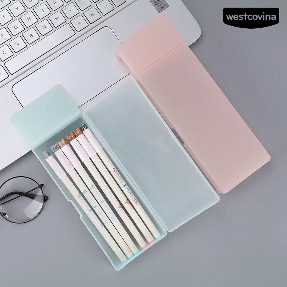 [Hot]✍Hộp Đựng Bút Bán Trong Suốt Bằng Nhựa Giá Đỡ