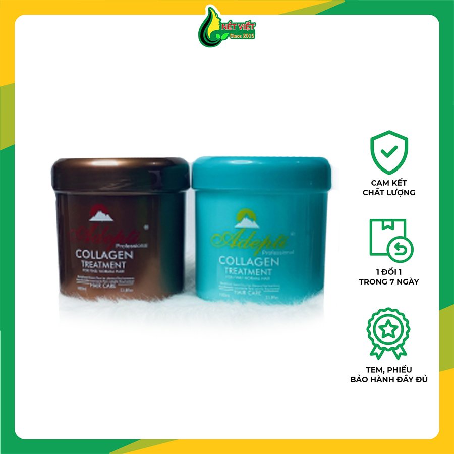 Hấp dầu thảo mộc Adepti Colagen phục hồi tóc hư tổn và bảo vệ màu tóc nhuộm màu xanh - nâu, sản phẩm chăm sóc tóc chuyên