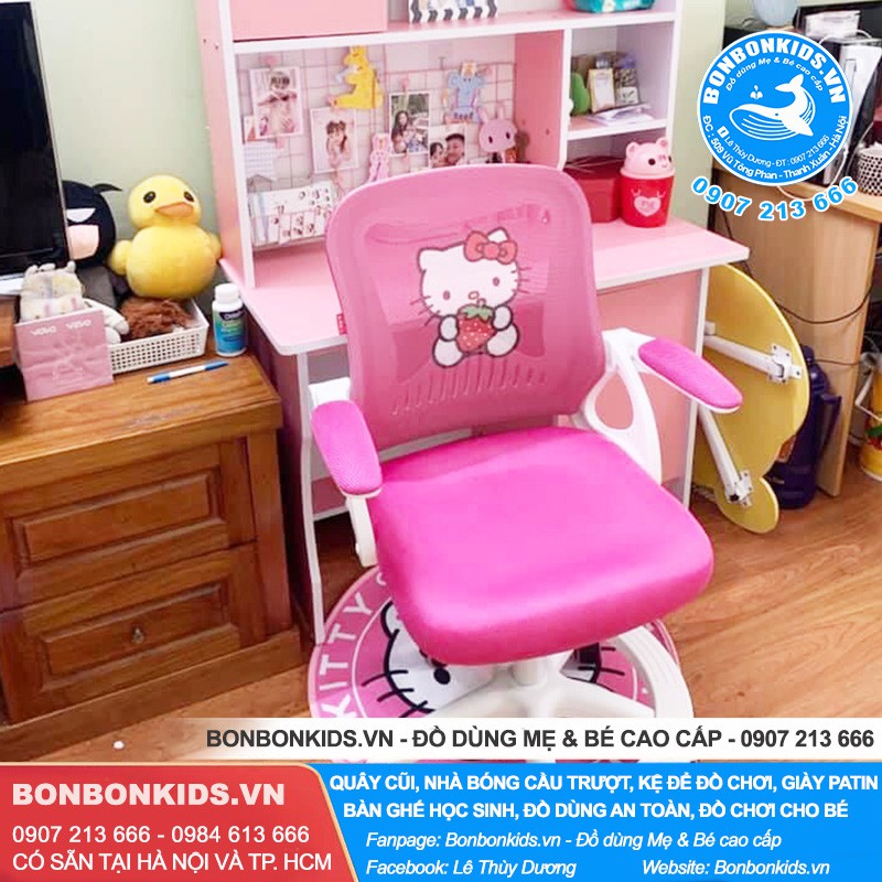 Ghế Hello Kitty, Ghế học sinh Hello Kitty cao cấp (Hàng loại 1 có điều chỉnh độ nghiêng, Tặng thảm lót) | BigBuy360 - bigbuy360.vn