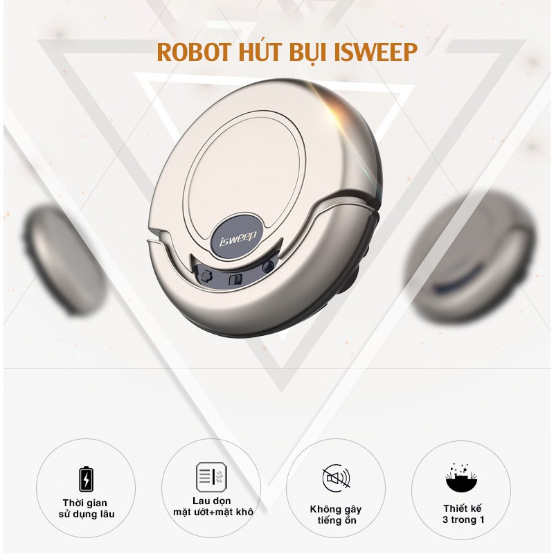 Robot Hút Bụi Lau Nhà Isweep S320 ❤️RẺ VÔ ĐỊCH❤️ Máy Hút Bụi Đa Năng Kết Hợp 3 Trong 1 Hút Bụi, Quét Nhà, Lau Nhà