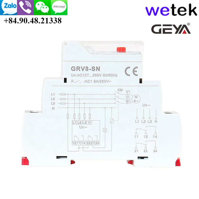 Wetek | Geya GRV8-SN Relay điện áp 3 pha, điện tử, màn LCD, cao thấp áp, mất pha, ngược pha, mất cân bằng pha, 36mm