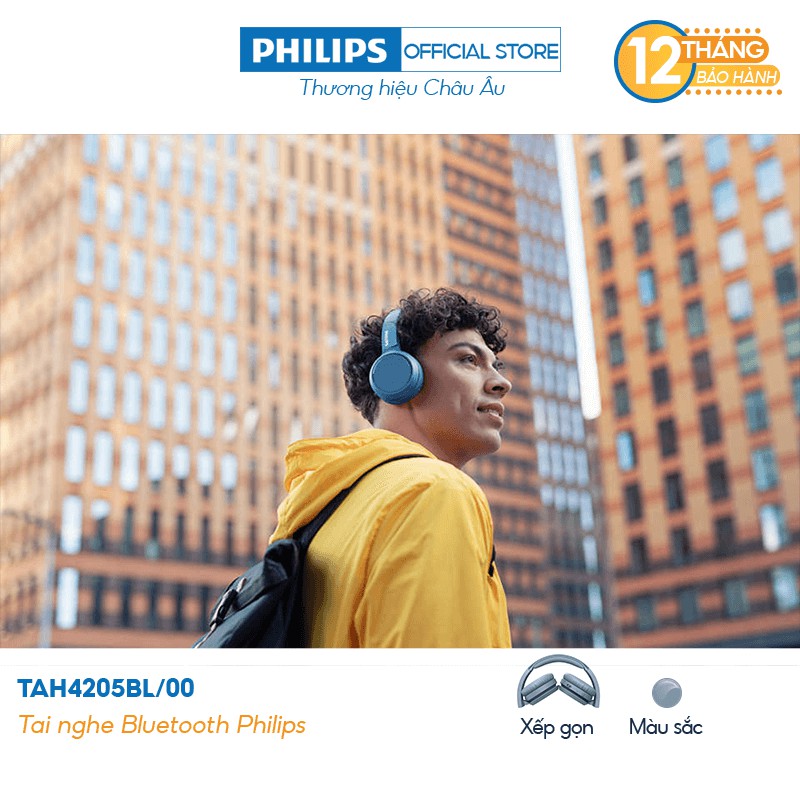 [Mã ELMALLAPR1 giảm 7% đơn 499K] Tai nghe Philips TAH4205BK/00, Màu đen, Bluetooth, Chính hãng phân phối.