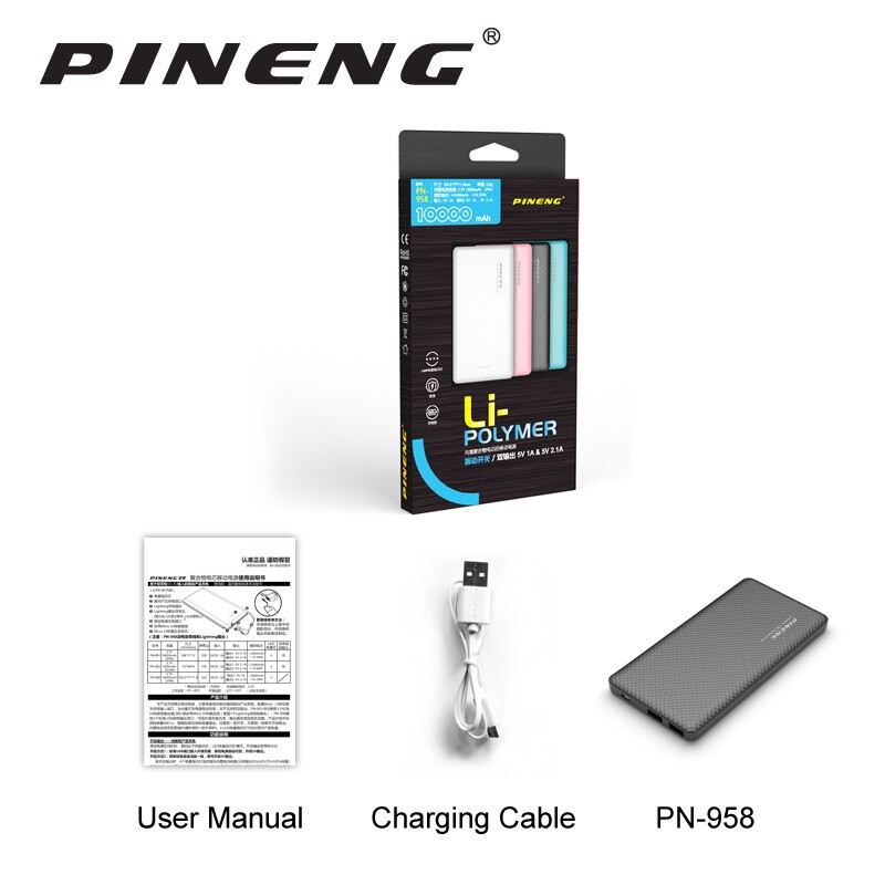 PIN DỰ PHÒNG PINENG 10000MAH LED PN-958 CHÍNH HÃNG