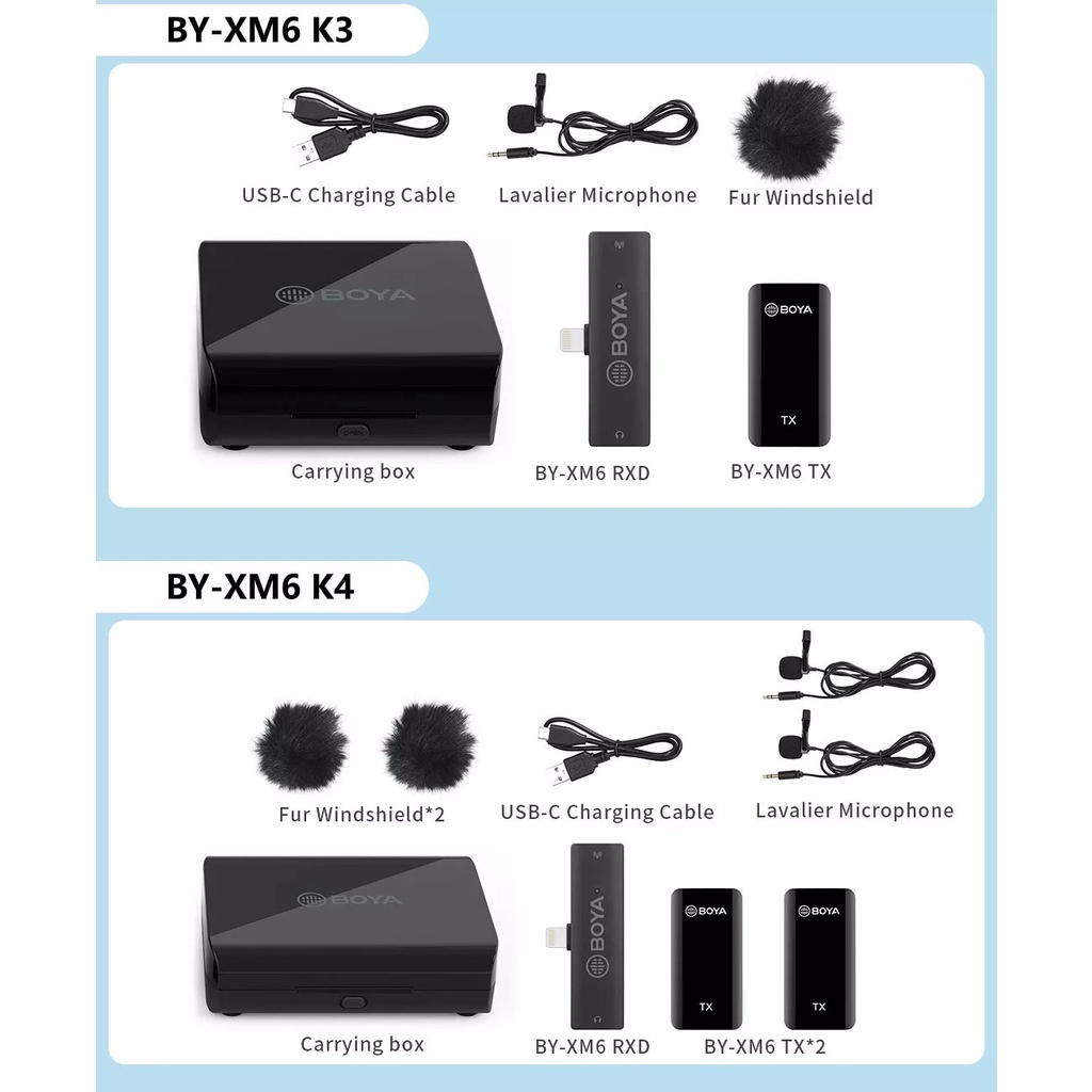 BOYA BY-XM6-K3 / XM6-K4 / XM6-K5 / XM6-K6 - Mic Thu Âm Không Dây Dành Cho Điện Thoại - Hàng Chính Hãng