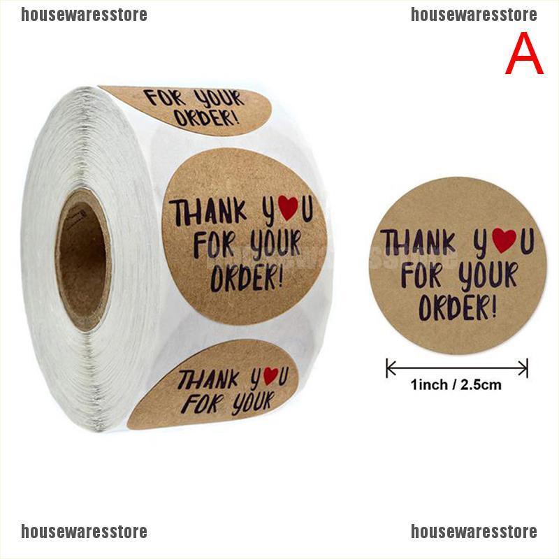 [Hàng mới về] Cuộn 500 miếng dán trang trí in chữ thank you for your order