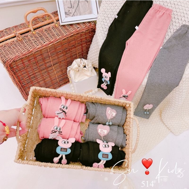 Quần legging bé gái giữ nhiệt chất cotton len dày dặn co dãn size nhí đại 8-30kg