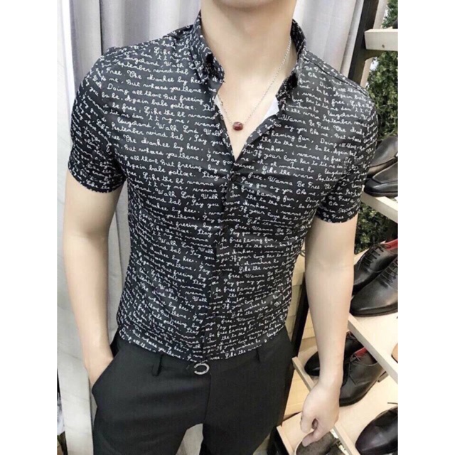 Áo sơ mi lụa nam ngắn tay phong cách lãng tử 2 màu