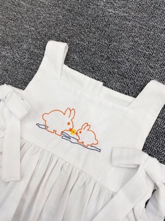 Bộ Mine thêu thỏ bé gái