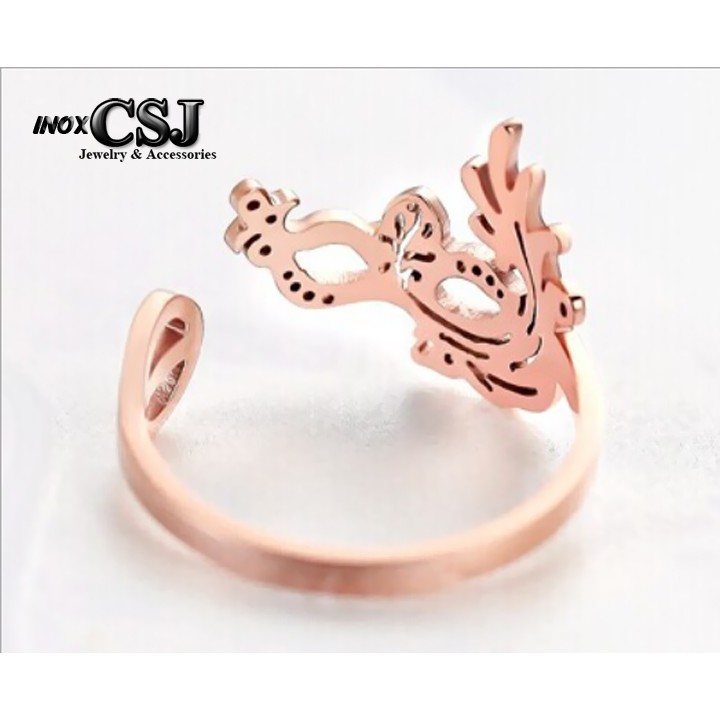 NHẪN TITAN MẶT NẠ FREE SIZE MÀU HỒNG siêu đẹp - tặng hộp đựng nhẫn xinh xắn