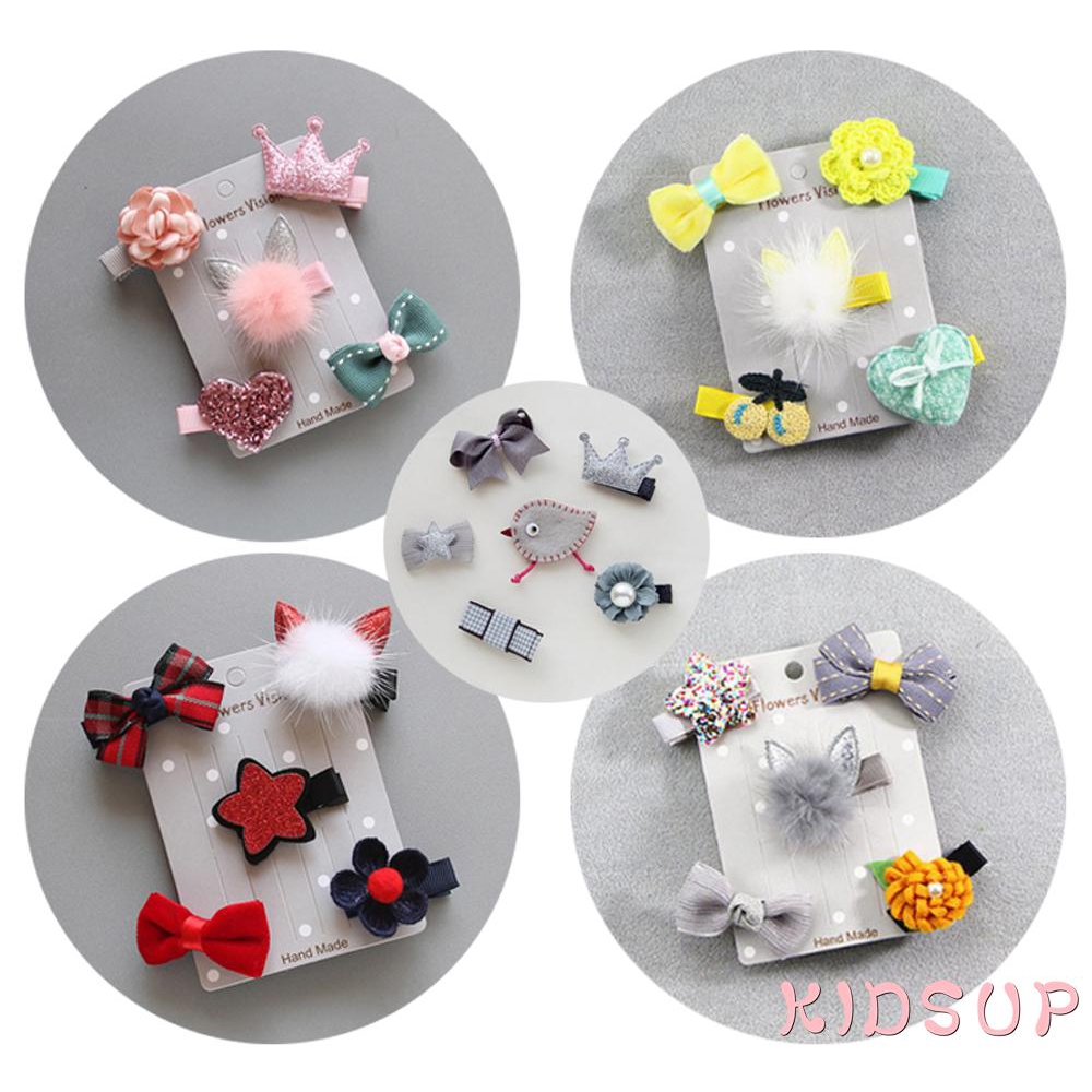Set 5 kẹp tóc kiểu dáng hoạt hình xinh xắn dành cho bé gái
