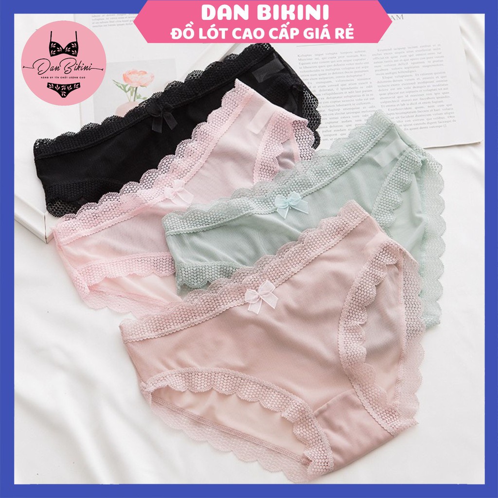 Quần Lót Nữ Ren cao cấp sexy Viền Ren đính nơ tôn dáng kháng khuẩn mẫu 105