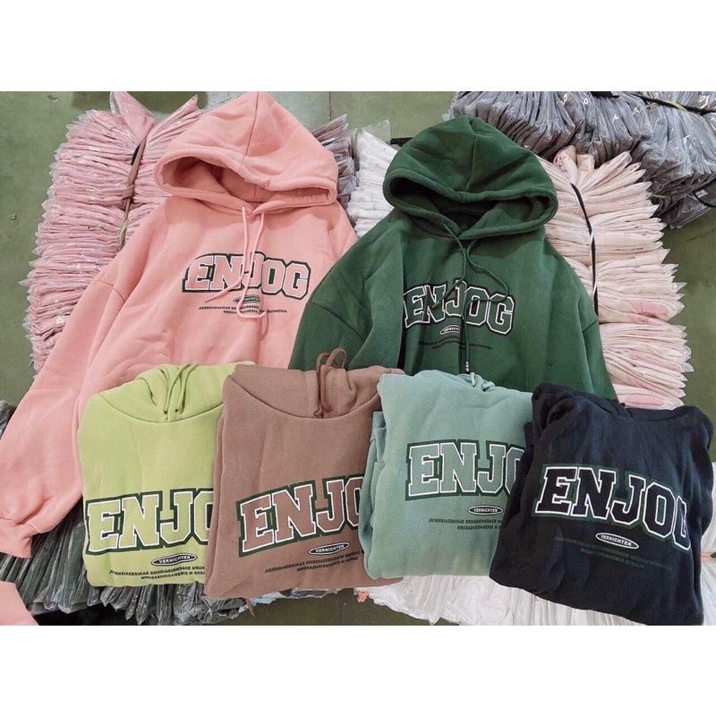 Áo Hoodie Form Rộng Nam Nữ Lót Nỉ Bông Dày Dặn ENJOG