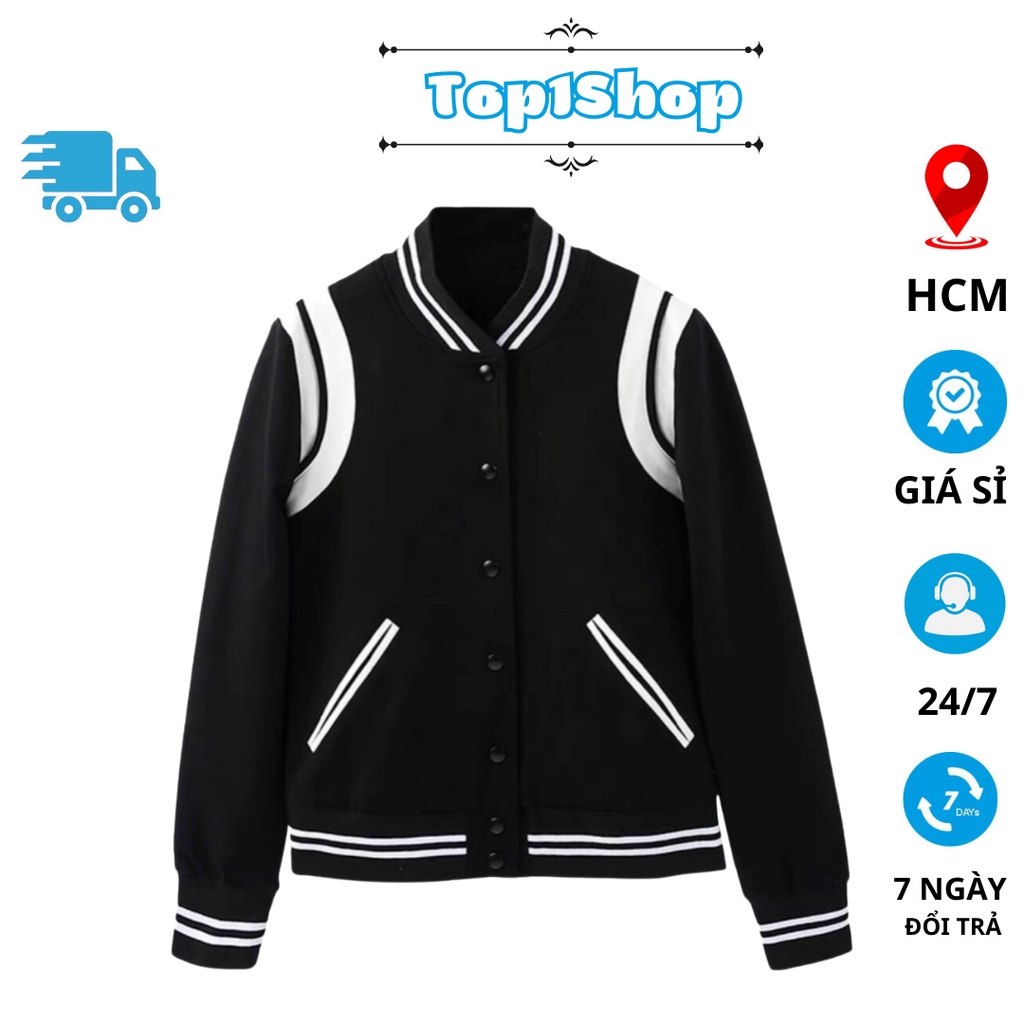 Áo Khoác Nam 🚚 FREESHIP 🚚 Áo Bomber Nỉ 2 sọc vai nút bấm cao cấp phong cách Trẻ Trung Năng Động Top1Shop