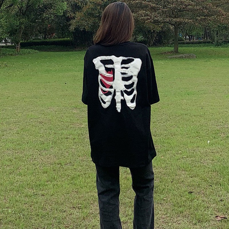 Áo Thun Tay Lỡ 100% Cotton In Họa Tiết Phong Cách Hàn Quốc Cho Nữ