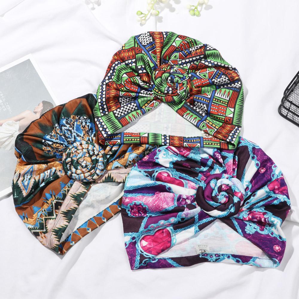 LUOL Khăn Turban Thắt Nút Bằng Vải Satin Mềm Mại In Họa Tiết Hoa