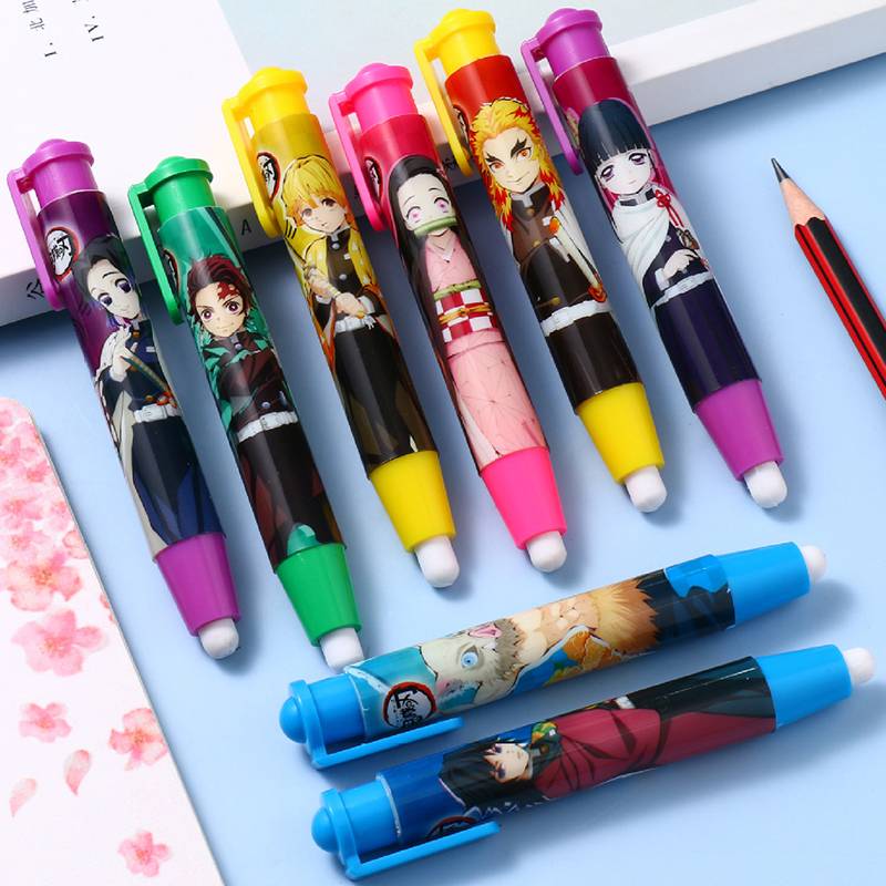 Tẩy Bút Chì Hình Thỏi Son Anime Demon Slayer Kimetsu No Yaiba Cute pattern Pen type retractable erasers Children student pencil eraser Kamado Tanjirou Nezuko Tsuyuri Kanawo Kochou Shinobu Hashibira Inosuke
